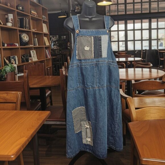 Feiligamu Overall Dress Lagenlook Patchwork Boho Shift Pockets Women's Medium - Picture 1 of 9